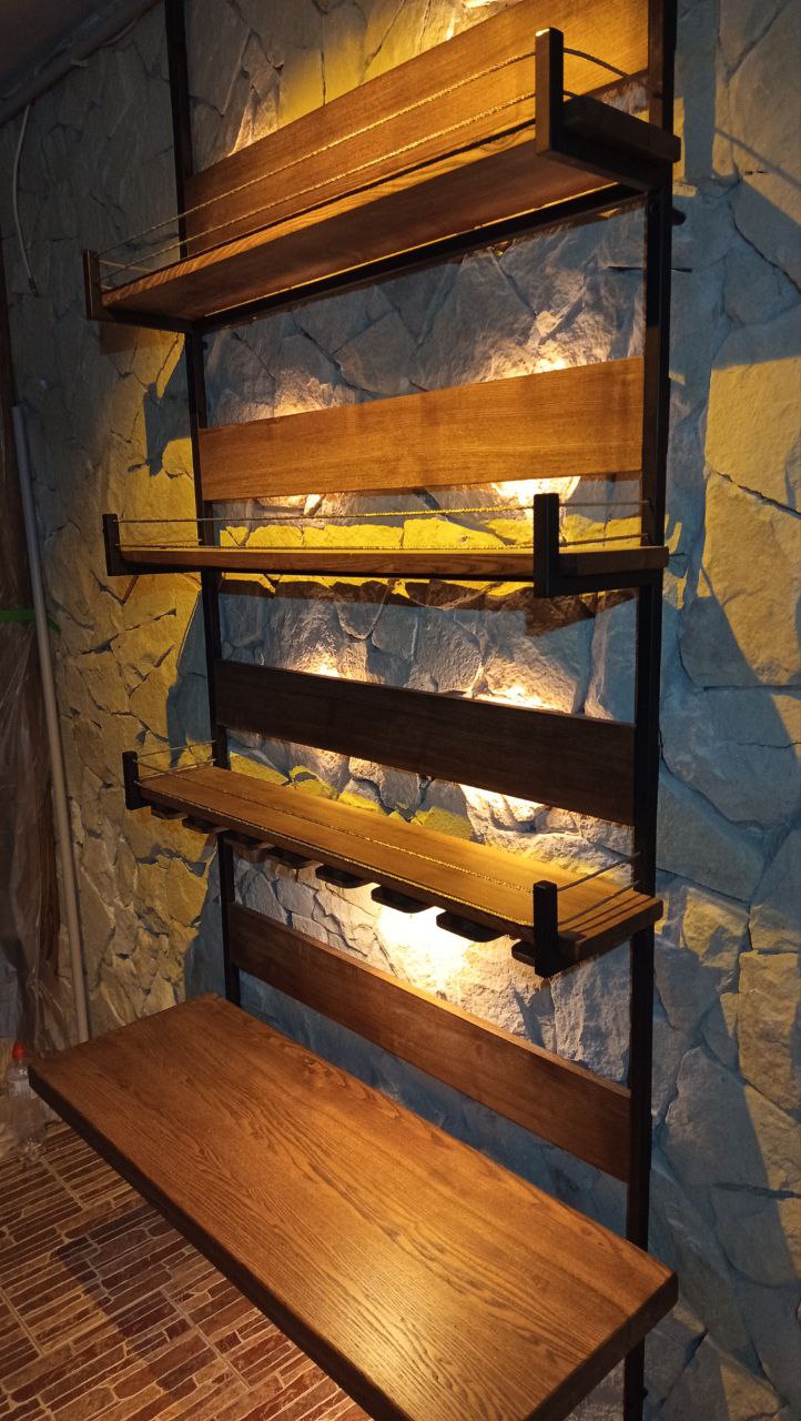 Illuminated wall shelves